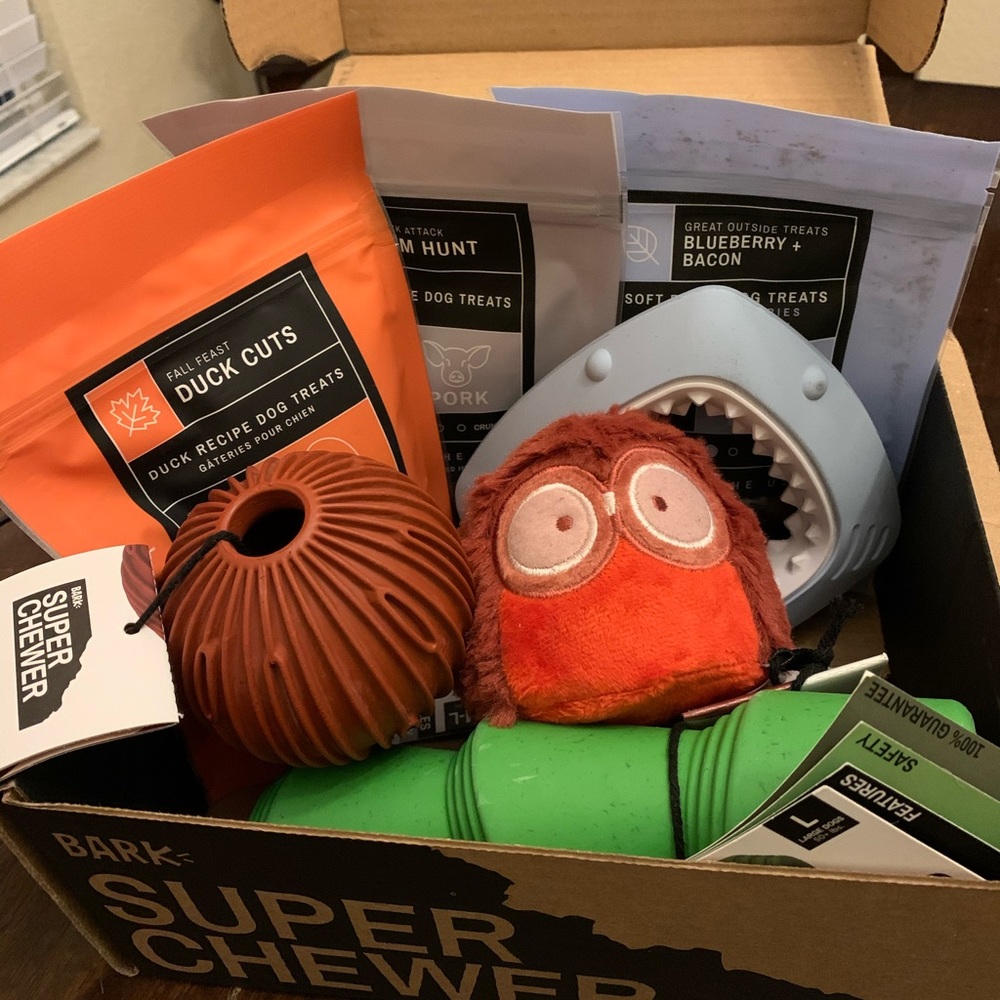 New Bark Box Super Chewer Dog Toys and Treats